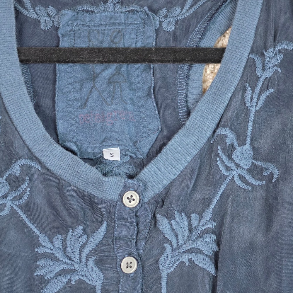 Pete & Greta Johnny Was Embroidered Tencel Romper Blue Boho Small - Picture 5 of 10